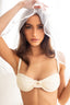 Underwire bikini top features ruched cups detail in seashell off-white