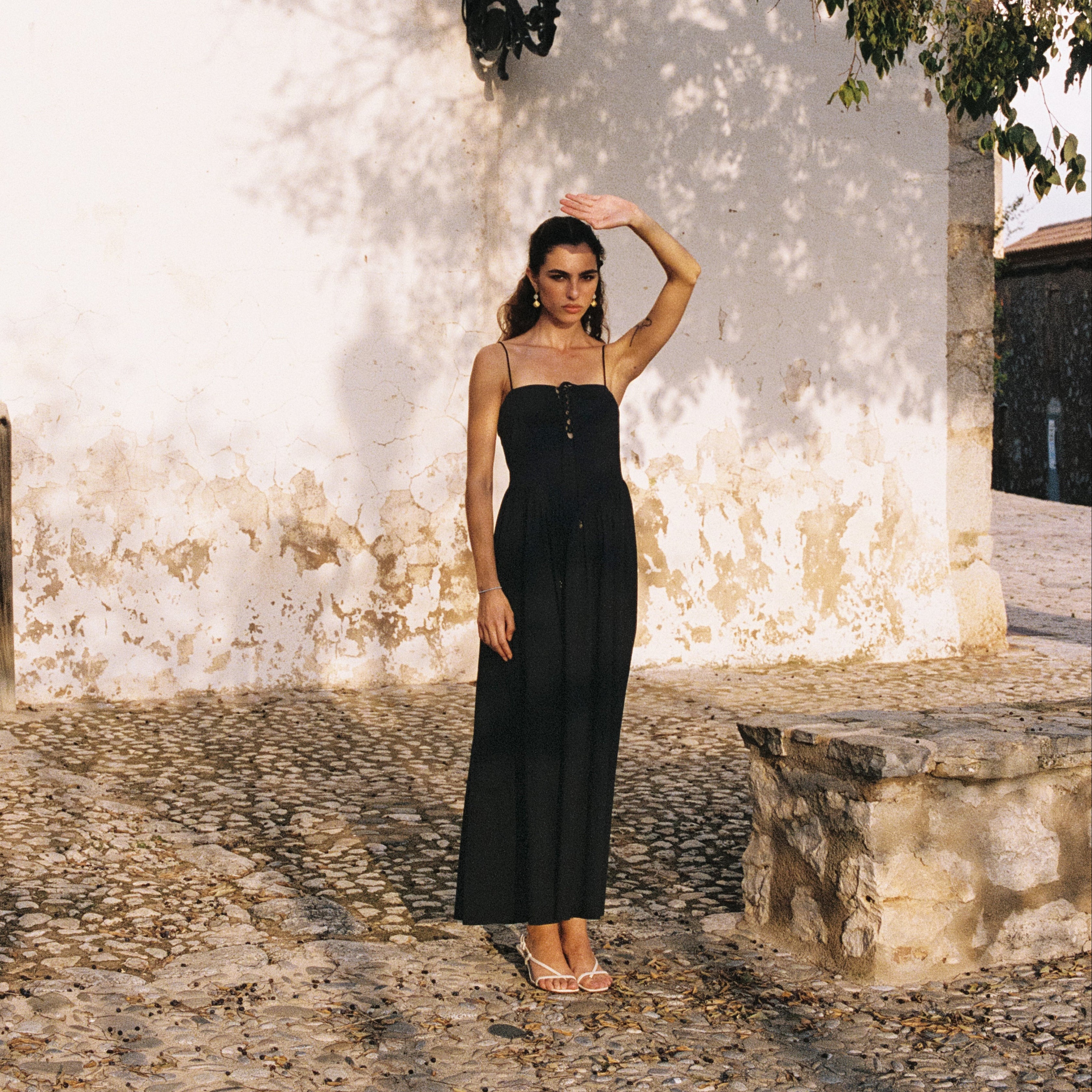 sachin and babi light blue dress Noreen Black Satin Drop Waist Maxi Sundress main image 1