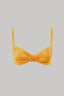 Underwire bikini top features ruched cups detail in sunset yellow