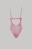 Underwire one-piece swimsuit with cutouts in pink musk