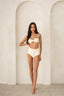 High-waisted bikini bottoms in seashell off-white