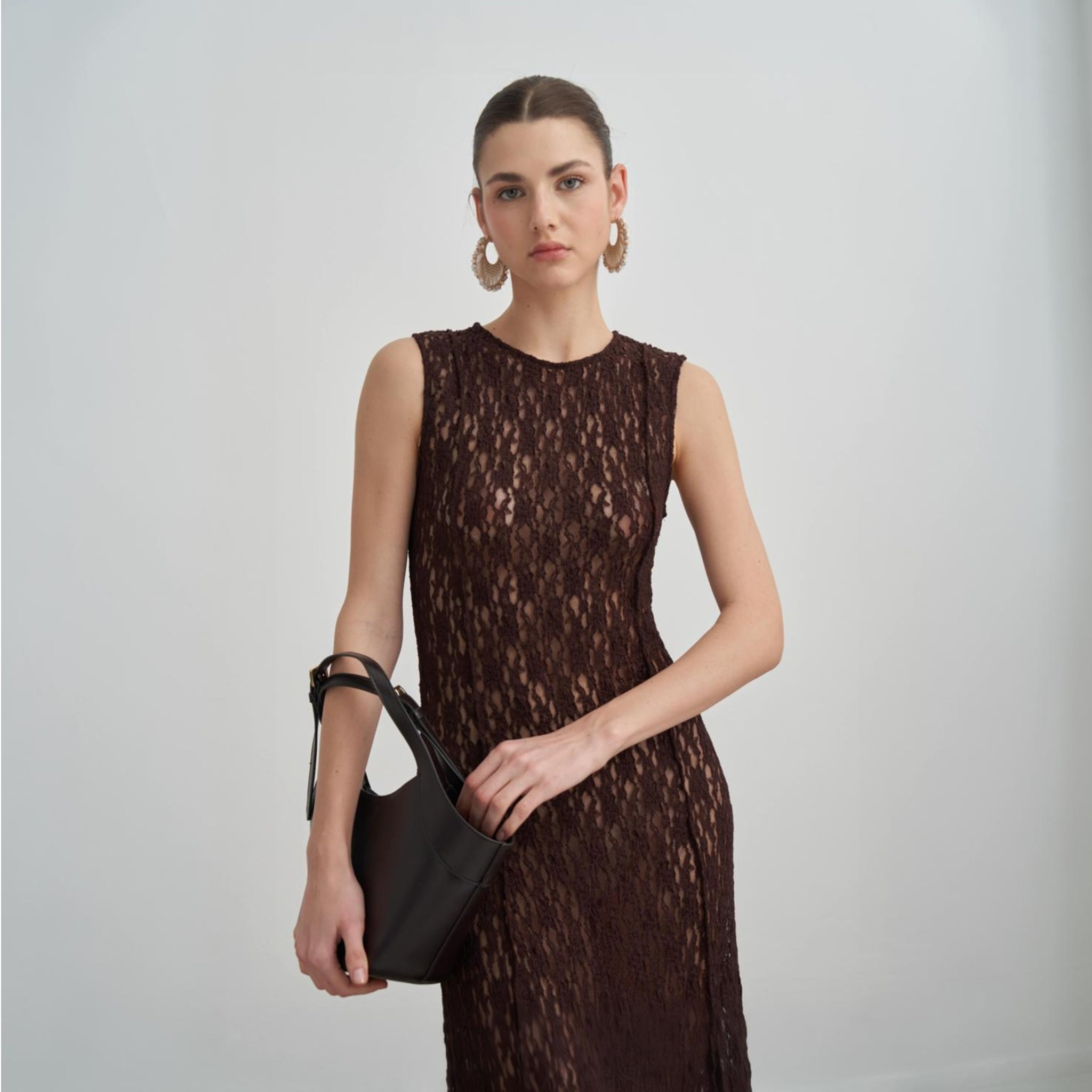 Alaya Lace Dress in Mocha Brown Mocha Brown / M