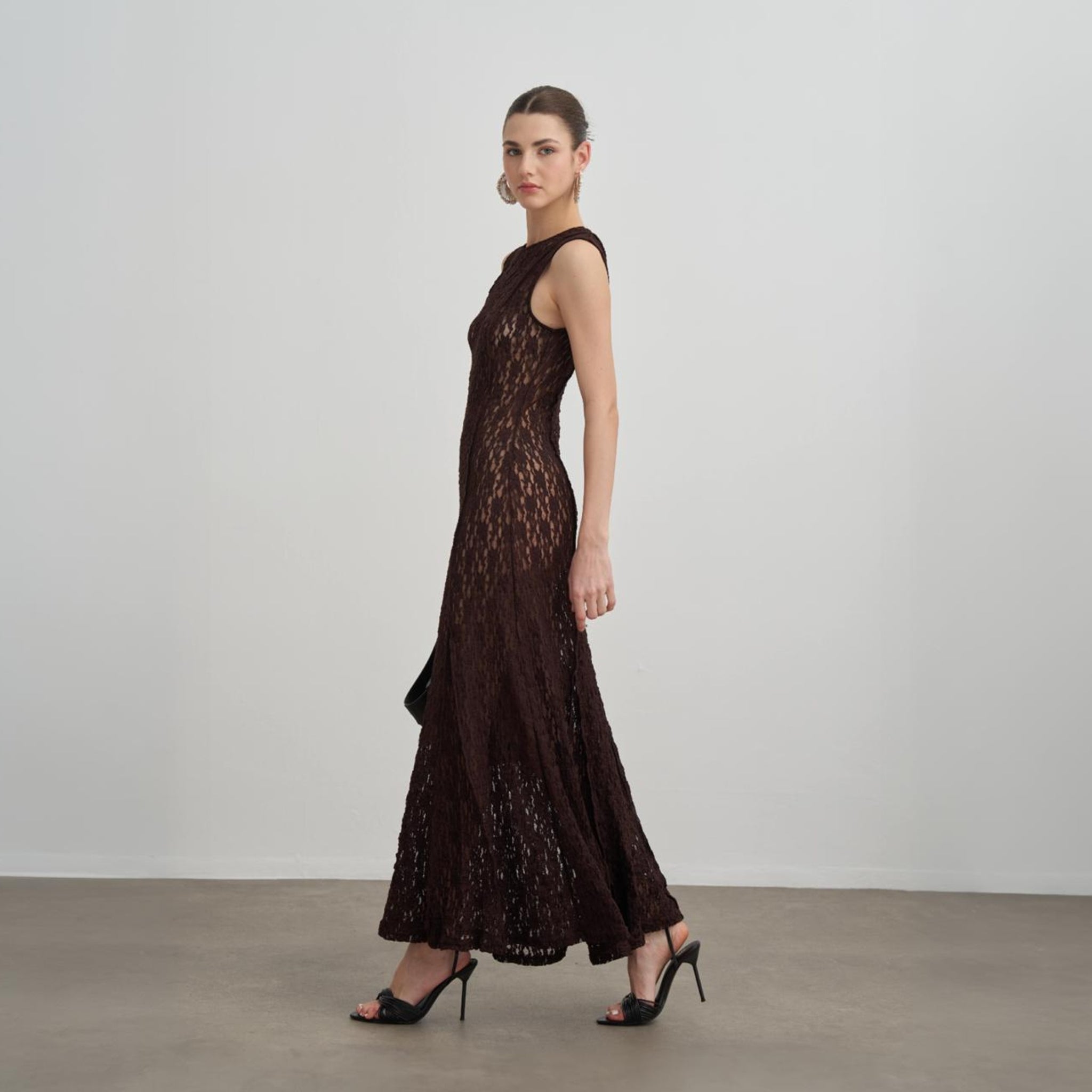 brown and black lace dress Gilana Lace Dress Retrofete