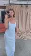Aurelia Knit Chain Dress in Sky Blue