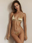 Triangle bikini top in goddess gold with satin finish