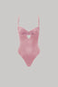 Underwire one-piece swimsuit with cutouts in pink musk