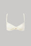Underwire bikini top features ruched cups detail in seashell off-white