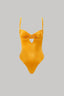 Underwire one-piece swimsuit with cutouts in sunset amber
