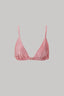 Yasmin Triangle scrunch top in pink musk shimmer finish